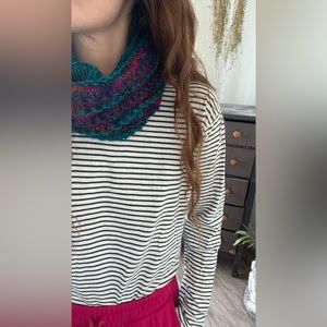 Handmade knit cowl neck infinity scarf